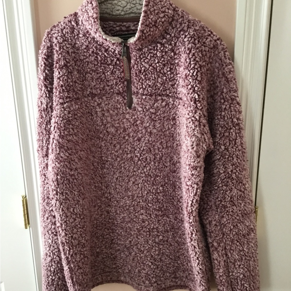 True Grit Mauve Sherpa Quarter-Zip Sweater